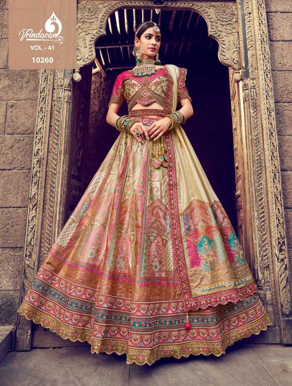 royal designer vrindavan vol 41 beautiful wedding special wear unstitch lehenga choli dupatta