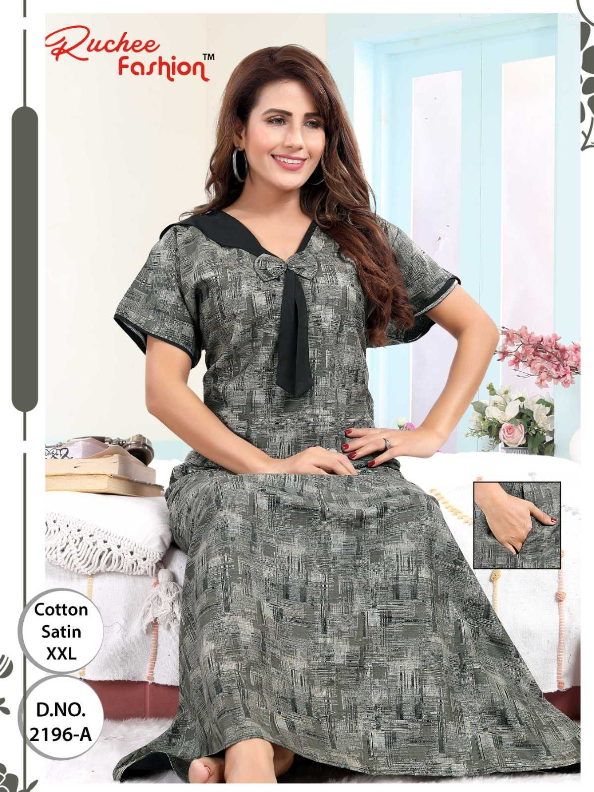 ruchee fashion cotton satin part 2 readymade fancy night gown