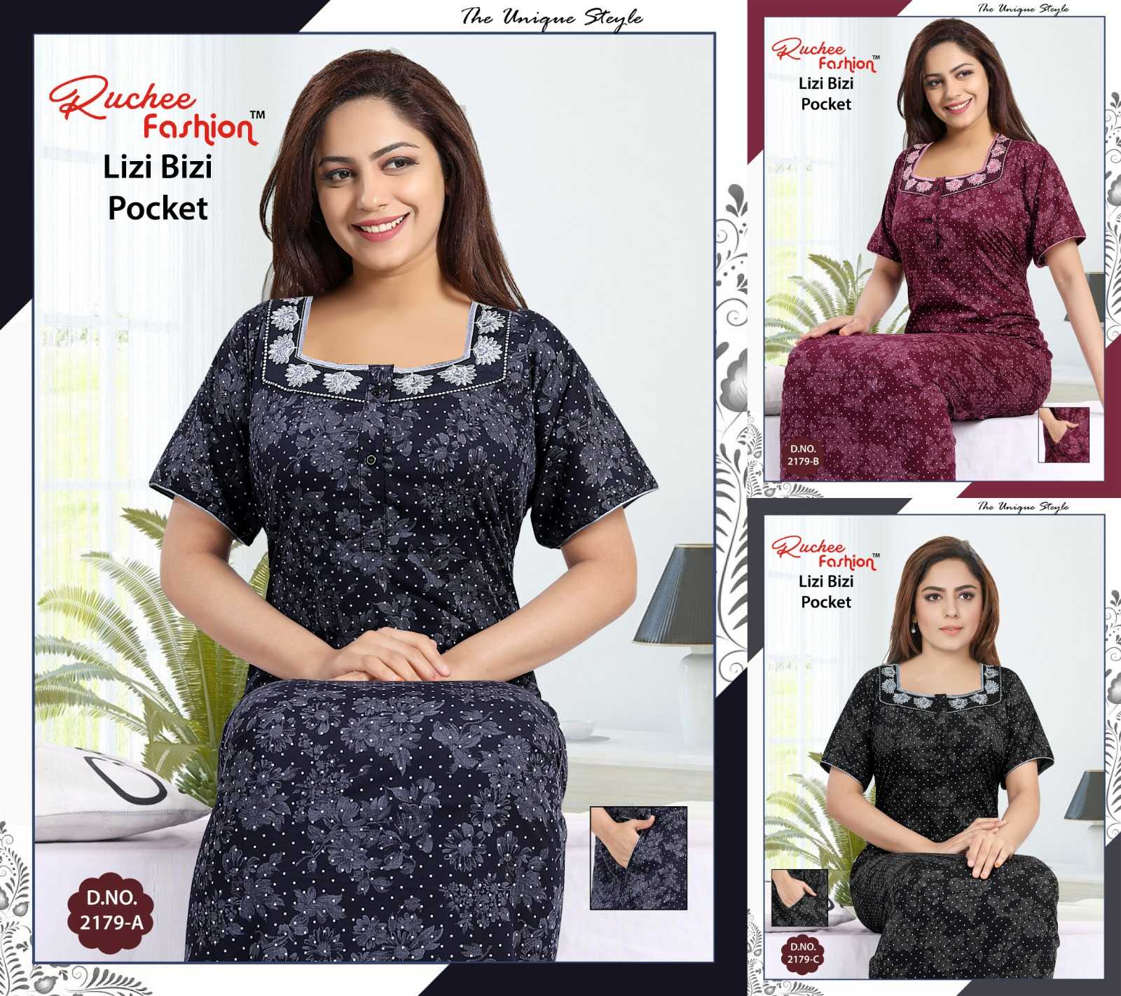 ruchee fashion lizzy bizzy pocket 2179-2184 beautiful night gown