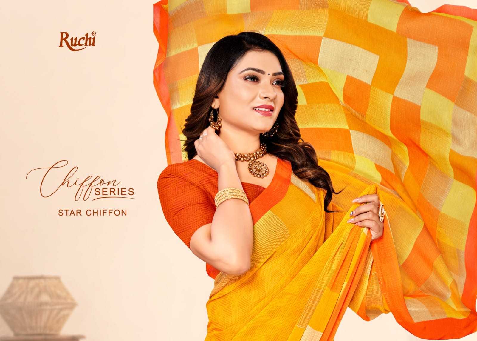 ruchi star chiffon 141 regular wear beautiful chiffon saree at reasonable rate