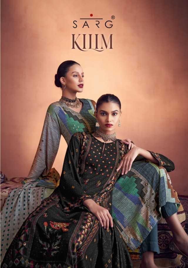 sarg kilim fancy muslin silk digital print handwork dress material