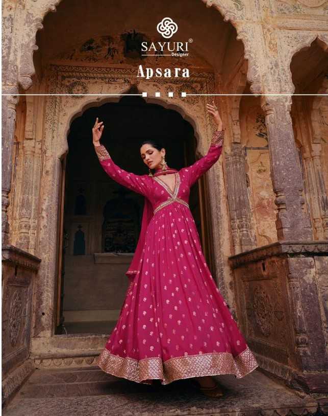 sayuri designer apsara readymade designer festive wear elegant long gown pant dupatta