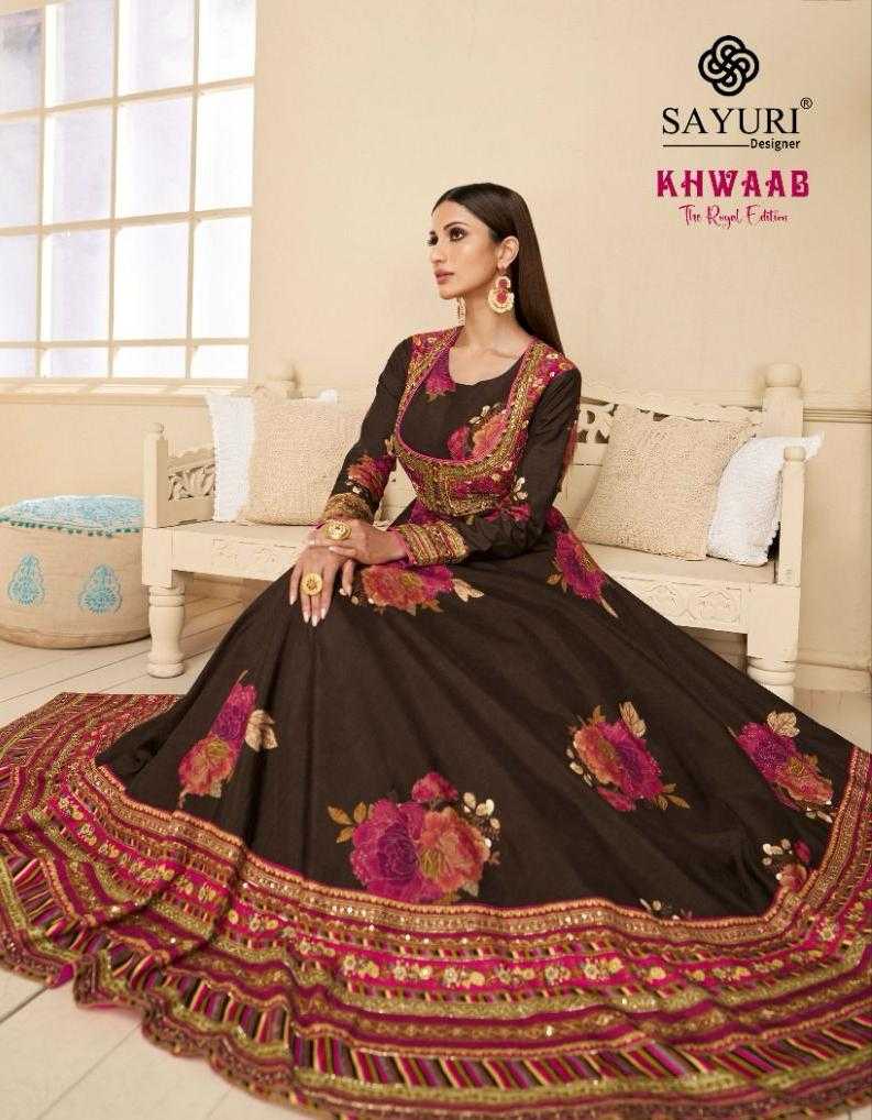 sayuri designer khwaab 5336-5338 readymade occasion wear long gown with dupatta
