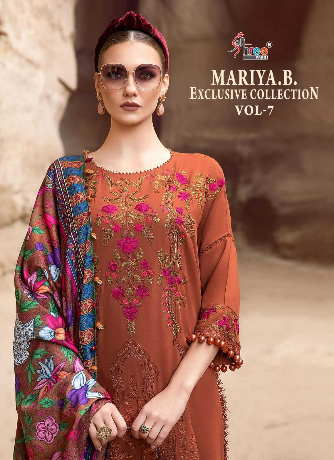 shree fab maria b exclusive collection vol 7 pakistani embroidery suit material