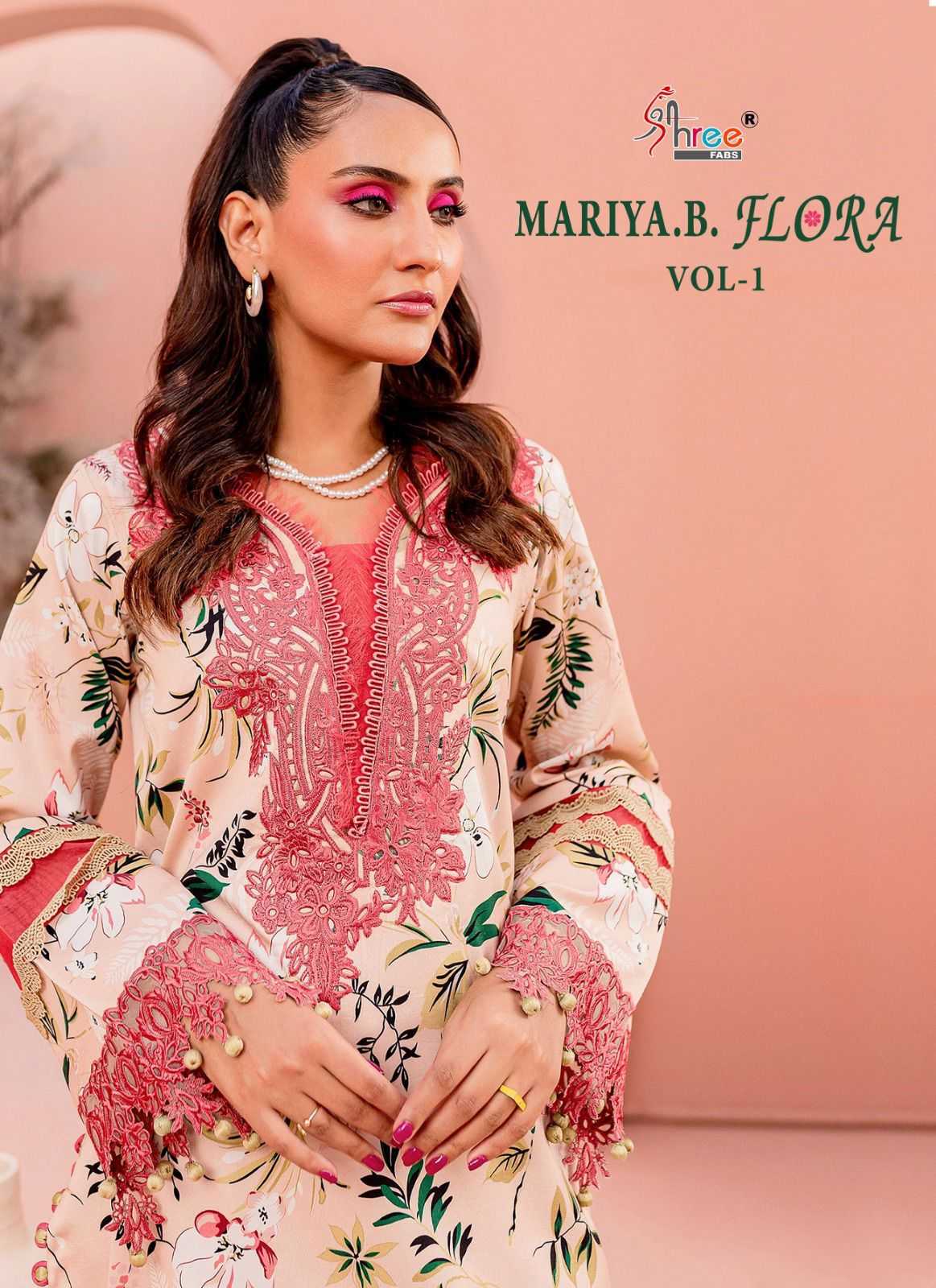 shree fab maria b flora vol 1 casual wear print with work pakistani unstitch ladies suit