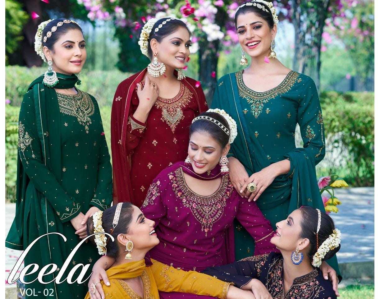 shree shalika fashion leela vol 2 designer georgette embroidery work dress material