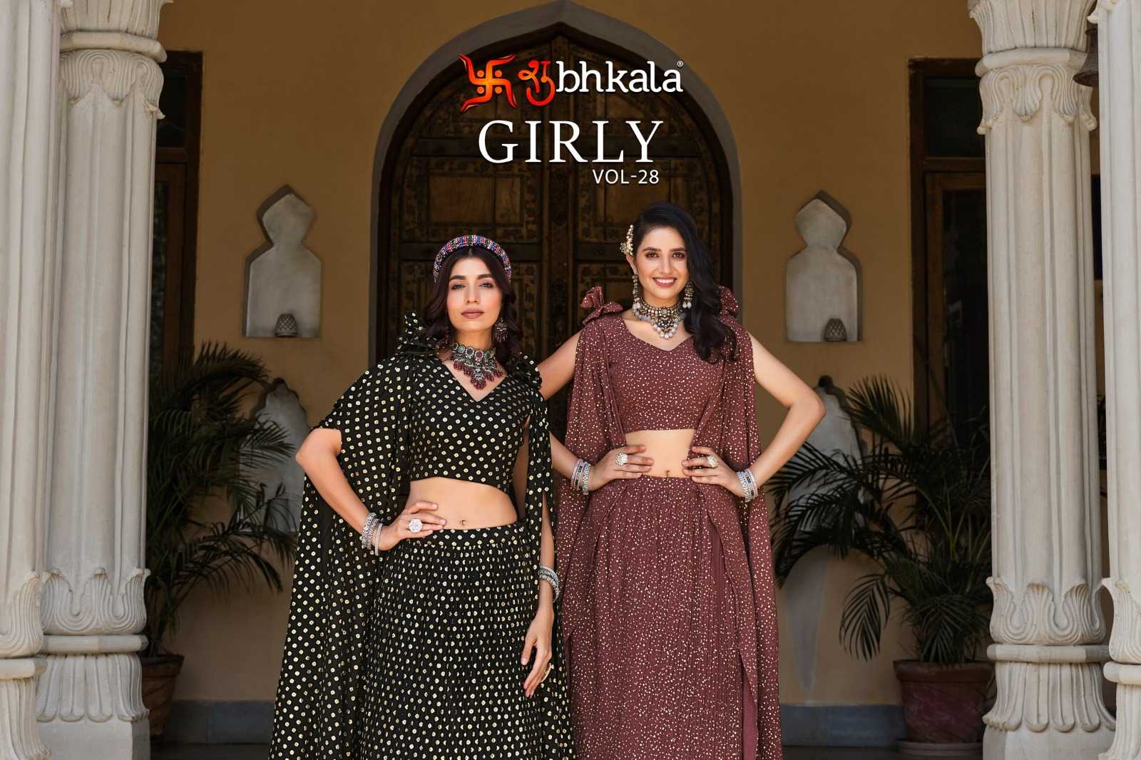 shubhkala girly vol 28 very stylish designer fullstitch lehenga choli dupatta 
