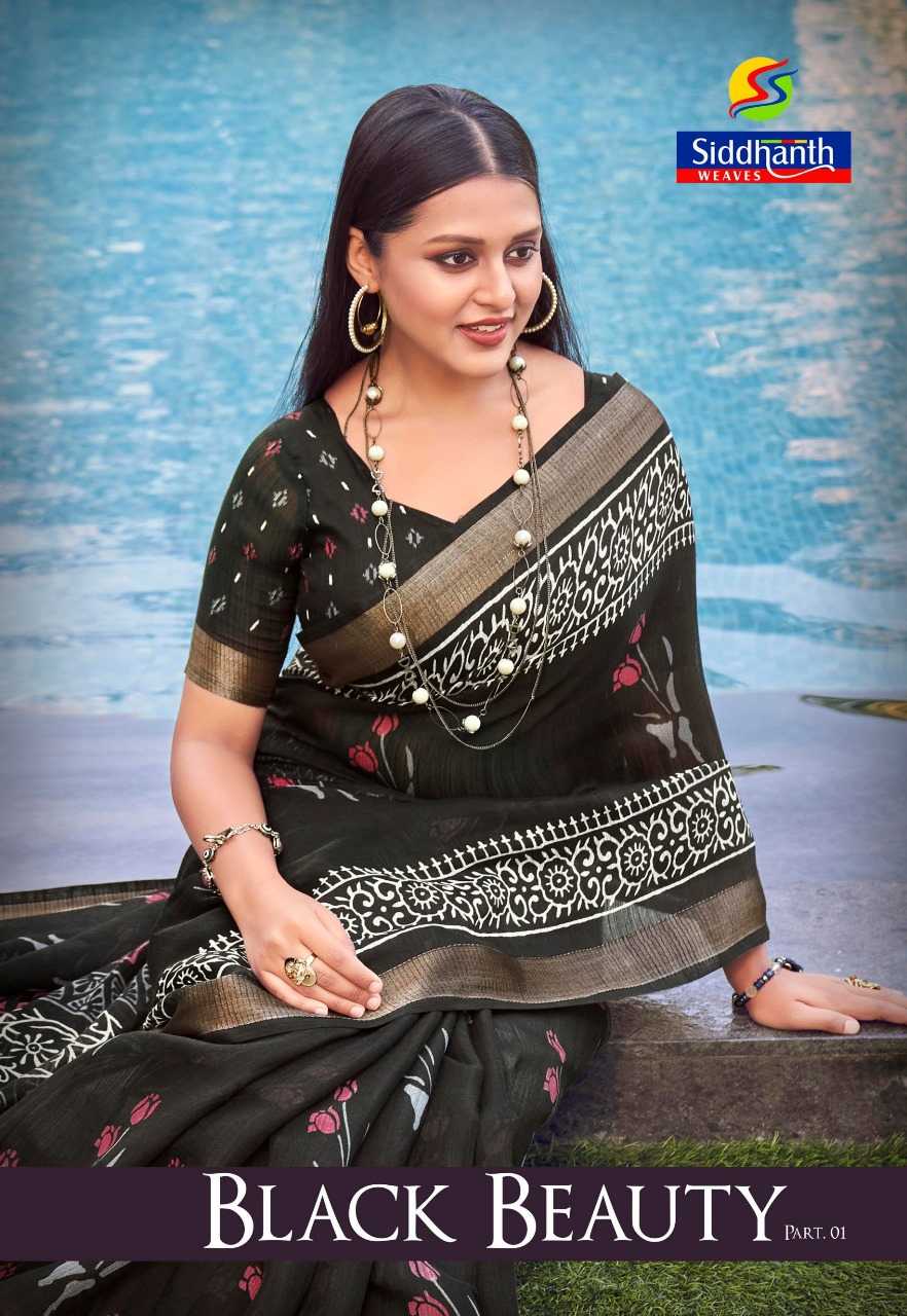 siddhanth weaves black beauty 44001-44008 special comfy wear cotton sarees