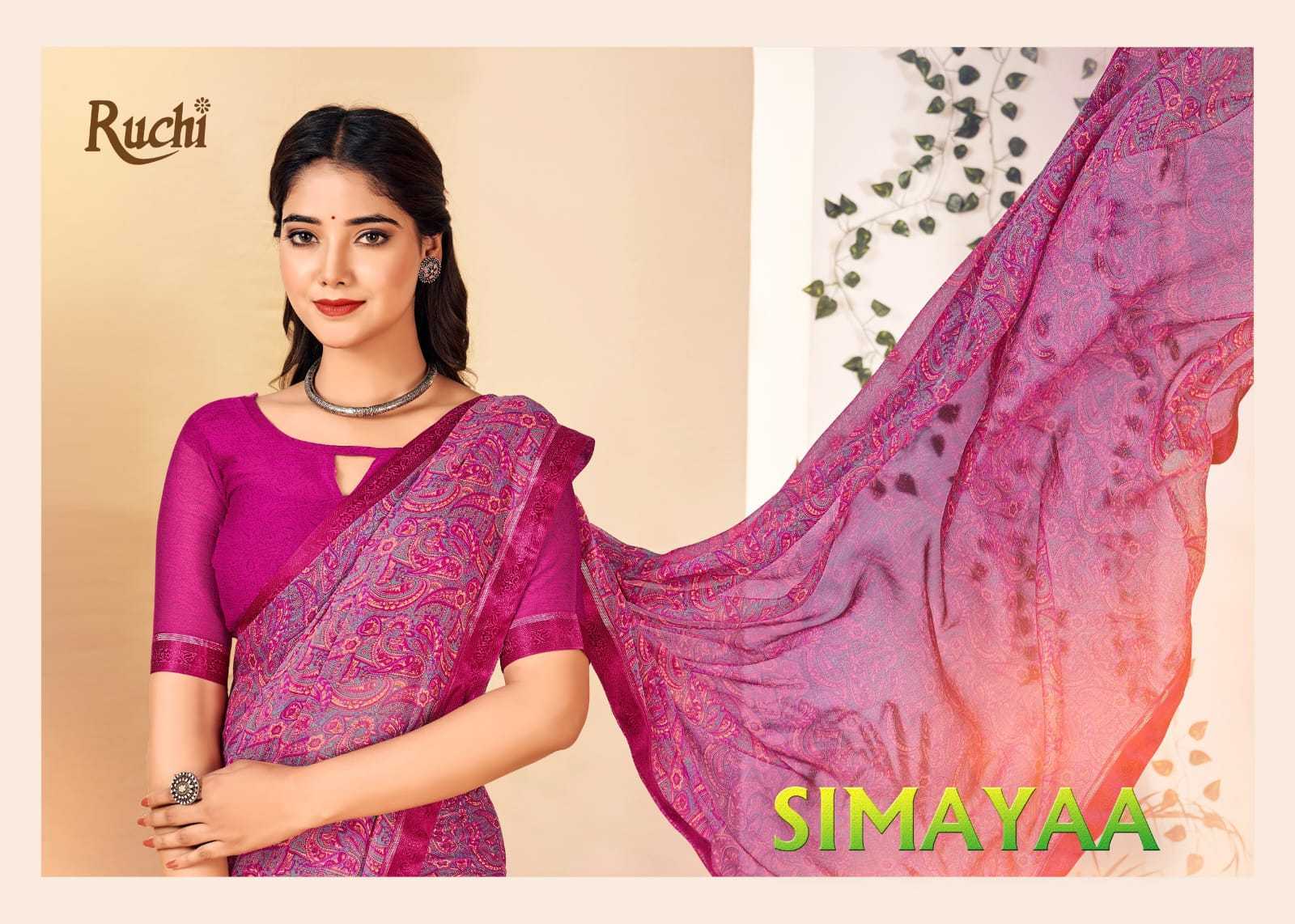 simayaa vol 22 by ruchi fancy chiffon sarees supplier