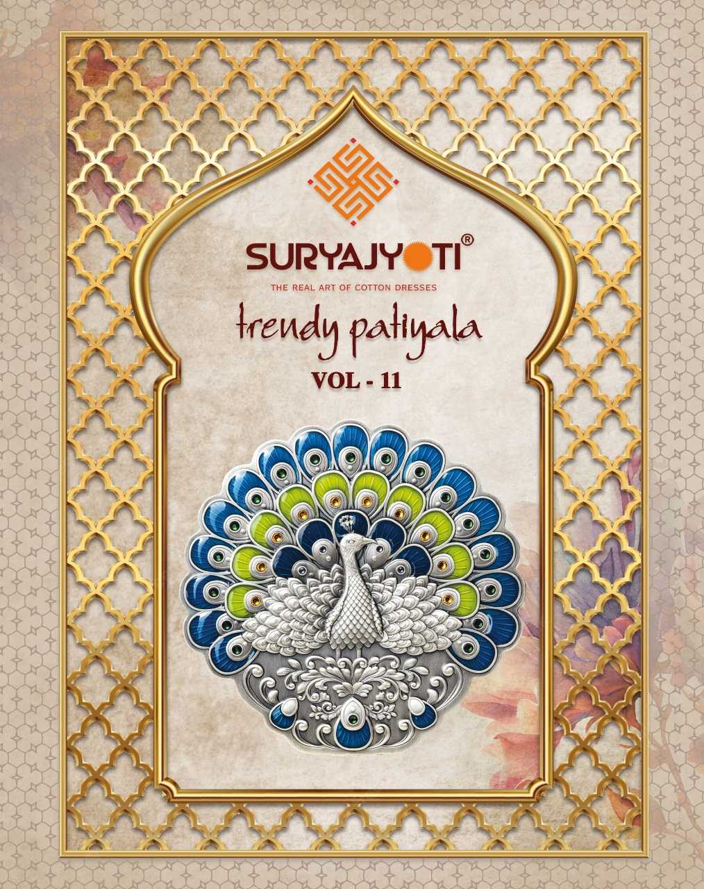 suryajyoti trendy patiyala vol 11 comfy wear cotton unstitch ladies suit