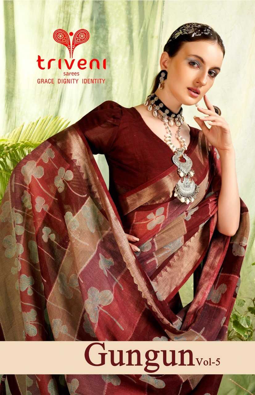 triveni gungun vol 5 beautiful linen digital print sarees