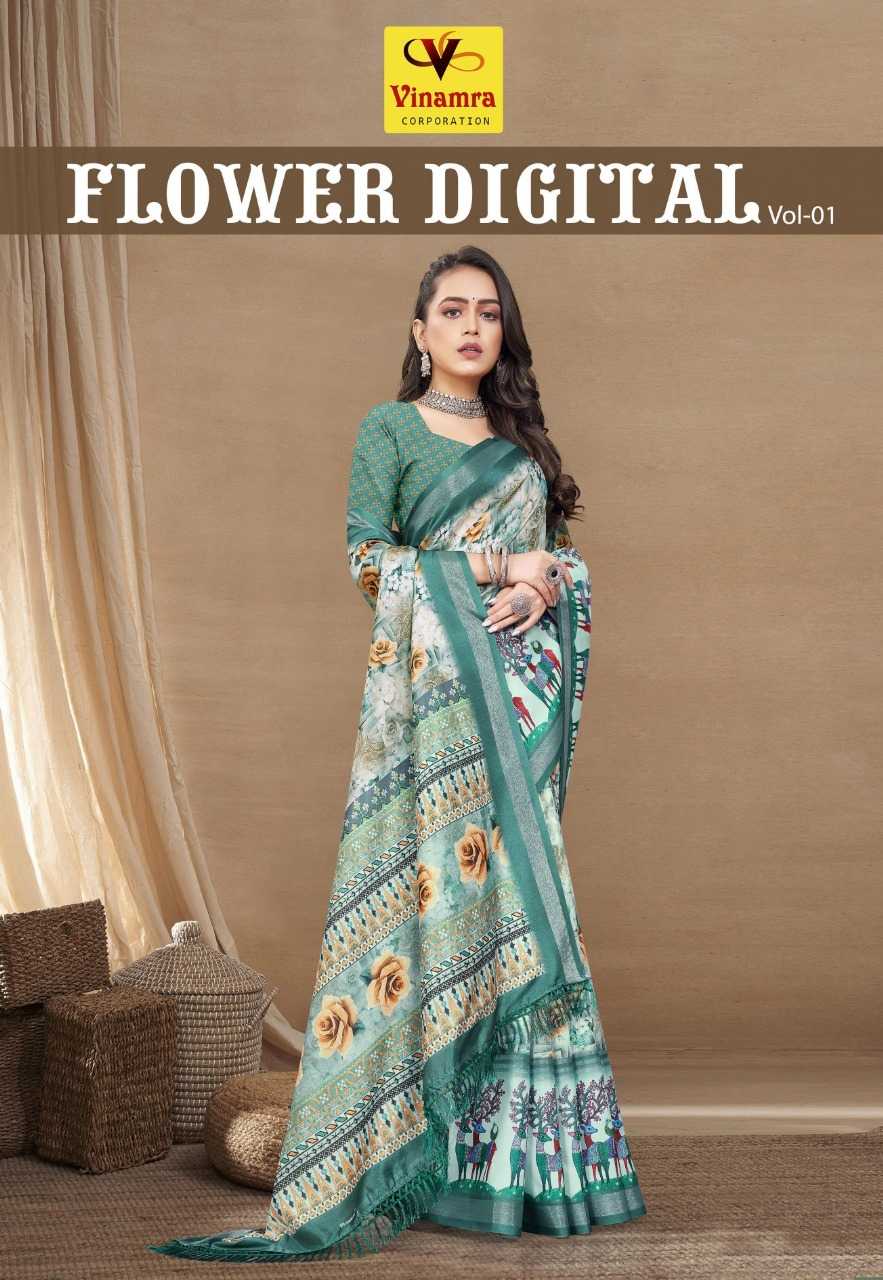 vinamra flower digital vol 1 4401-4408 beautiful printed fancy sarees