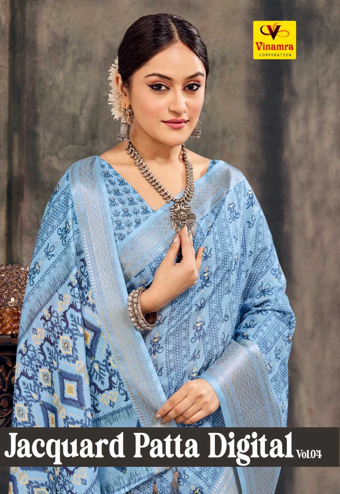vinamra jacquard patta digital print vol 4 casual wear beautiful sarees