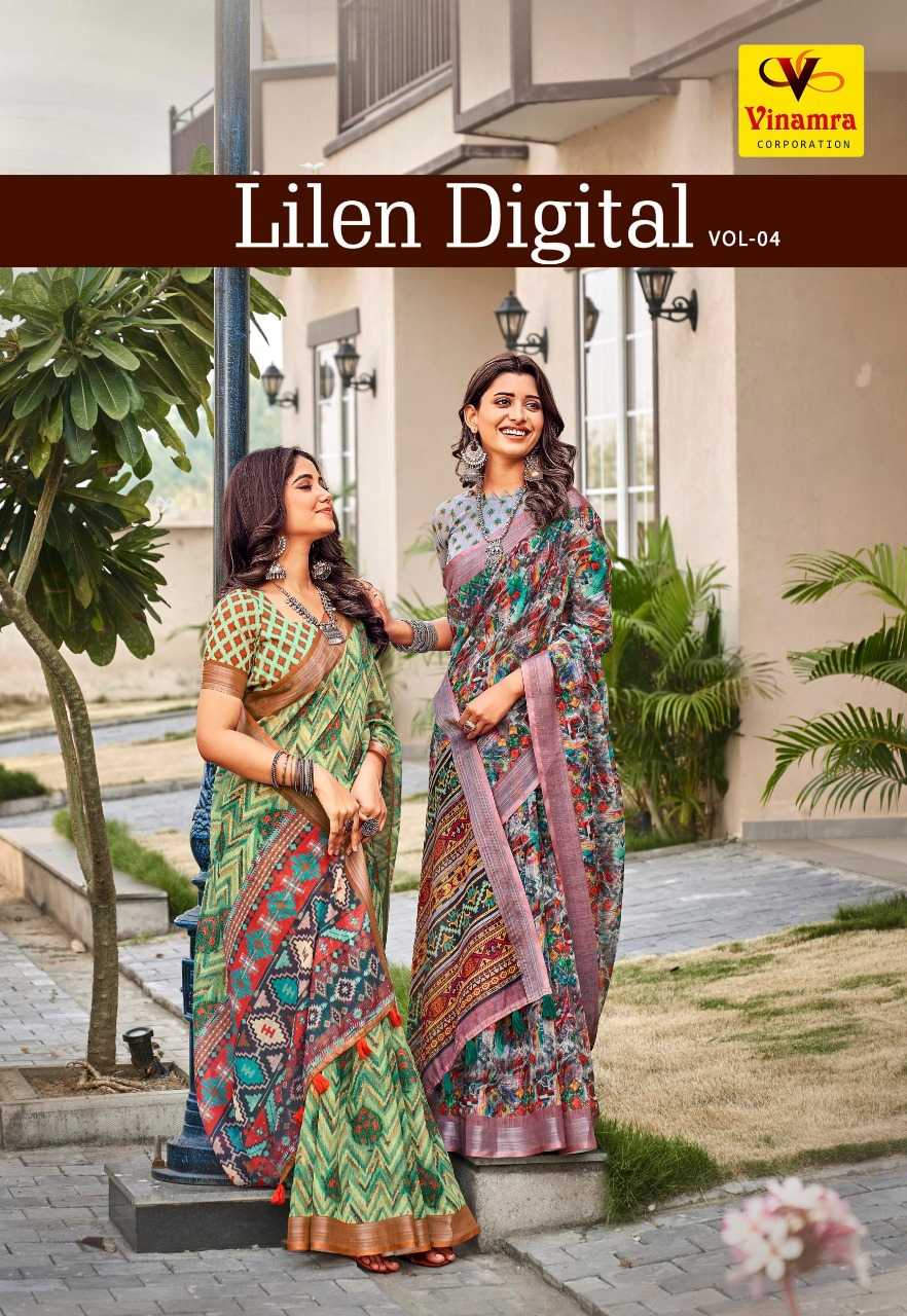 vinamra lilen digital vol 4 elegant comfy wear cotton sarees
