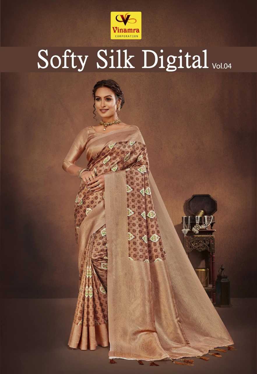 vinamra softy silk digital vol 4 fancy function wear sarees catalog