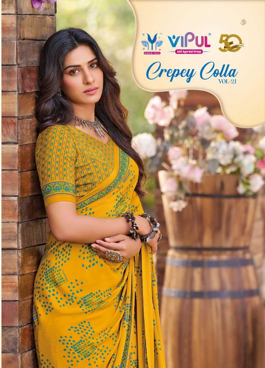 vipul fashion crepey colla vol 21 amazing crape casual wear sarees supplier