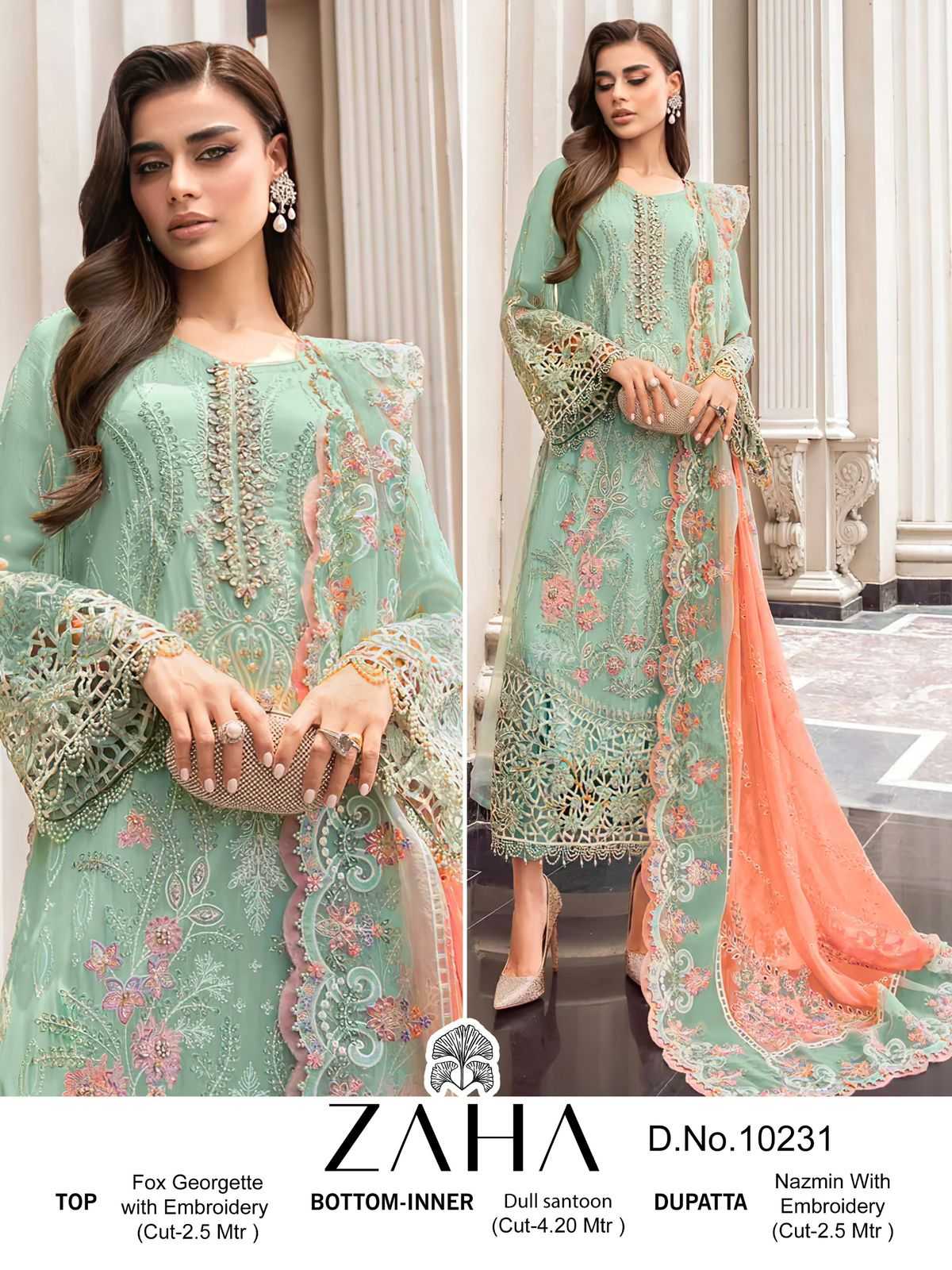 zaha 10231 designer beautiful single pakistani salwar kameez