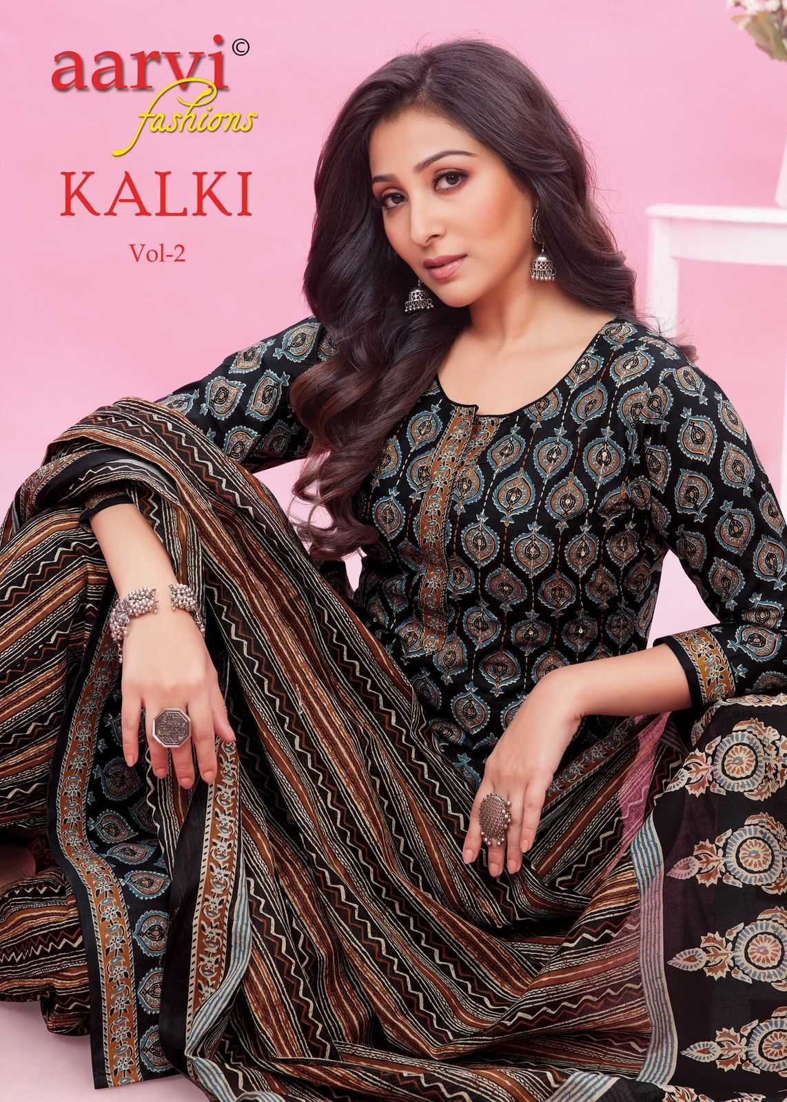 aarvi fashion kalki vol 2 fullstitch katha work cotton kurti pant dupatta