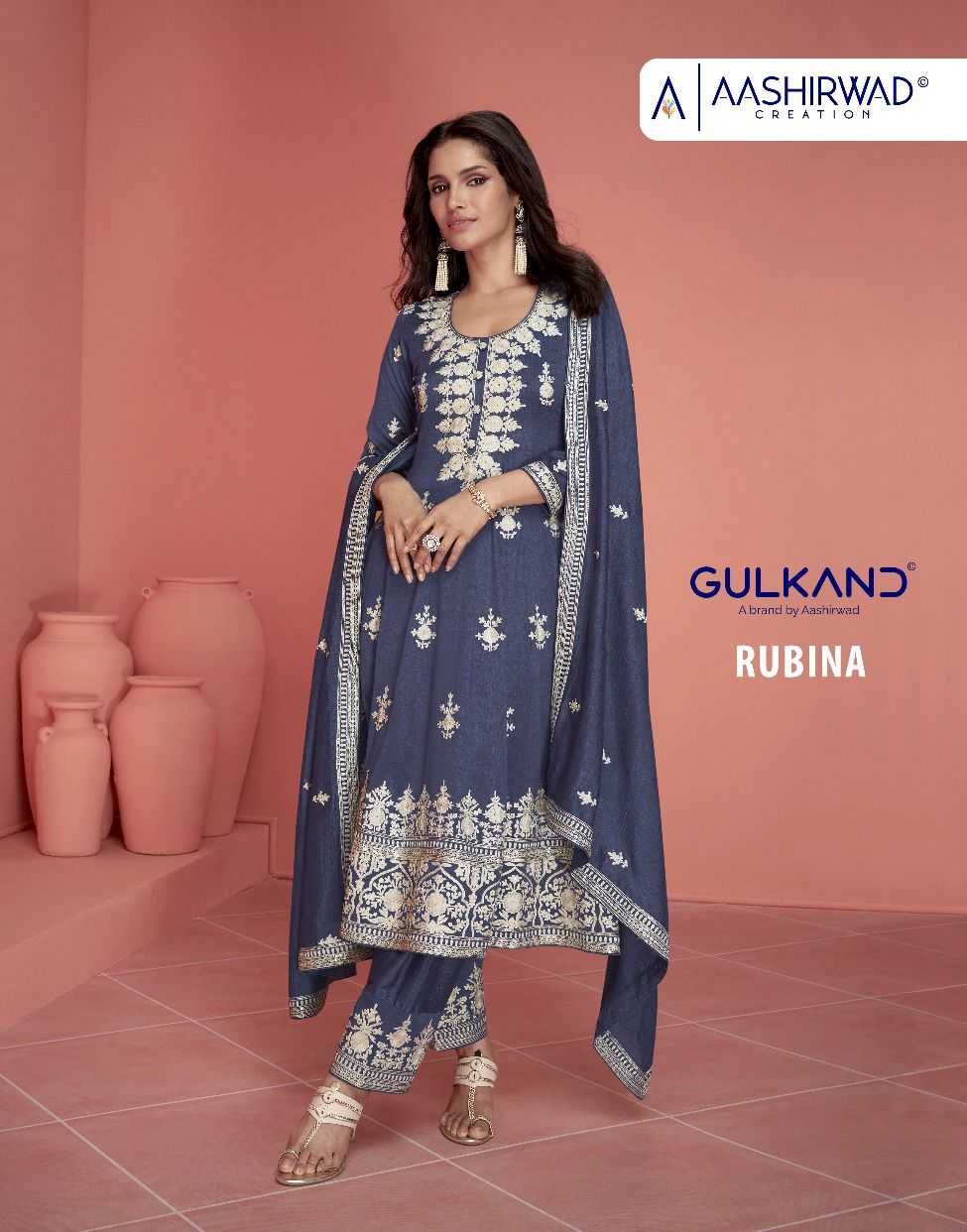 aashirwad creation gulkand rubina designer readymade occasion wear kurti pant dupatta 