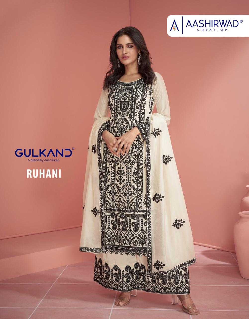 aashirwad creation gulkand ruhani 9903-9904 readymade pakistani plazzo kurti dupatta