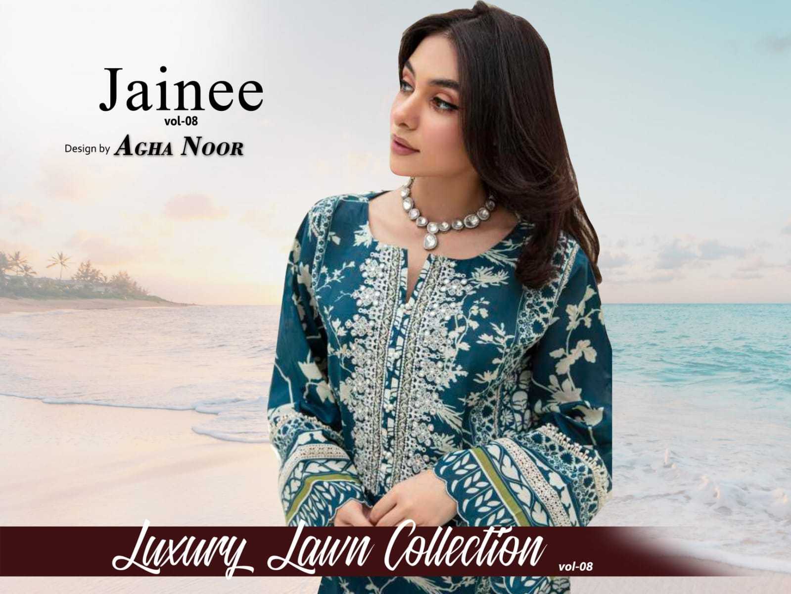 agha noor jainee vol 8 pakistani luxury lawn collection dress material