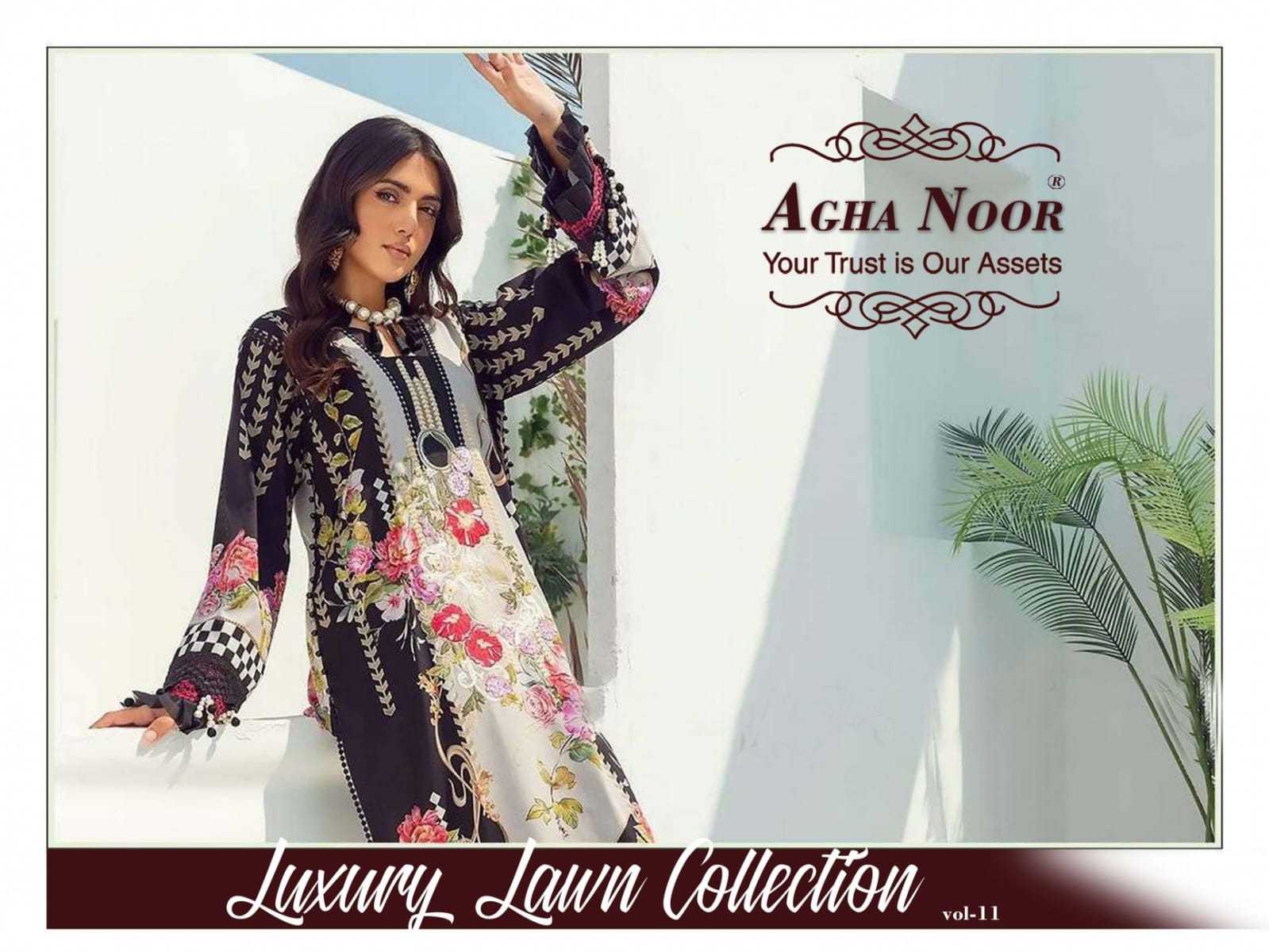agha noor vol 11 lawn cotton printed pakistani unstitch 3pcs suits