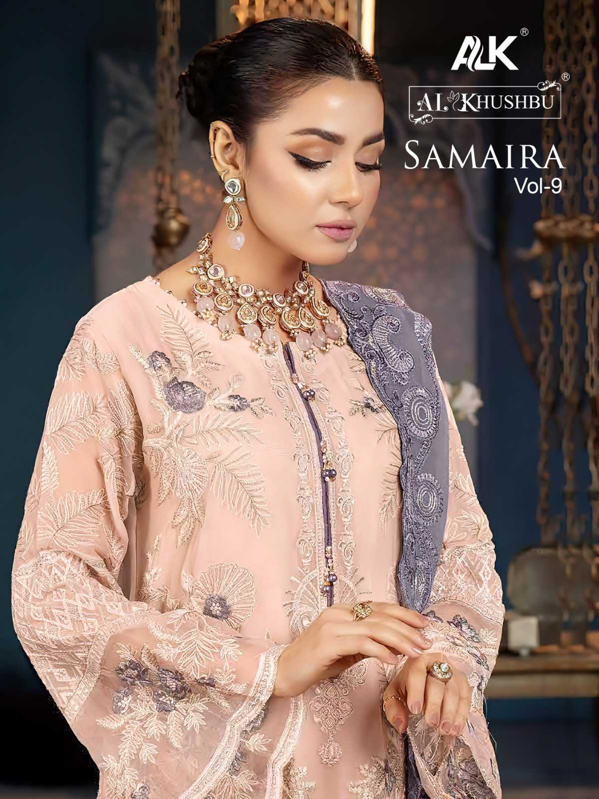 al khushbu samaira vol 9 designer pakistani latest moti work dress material collection