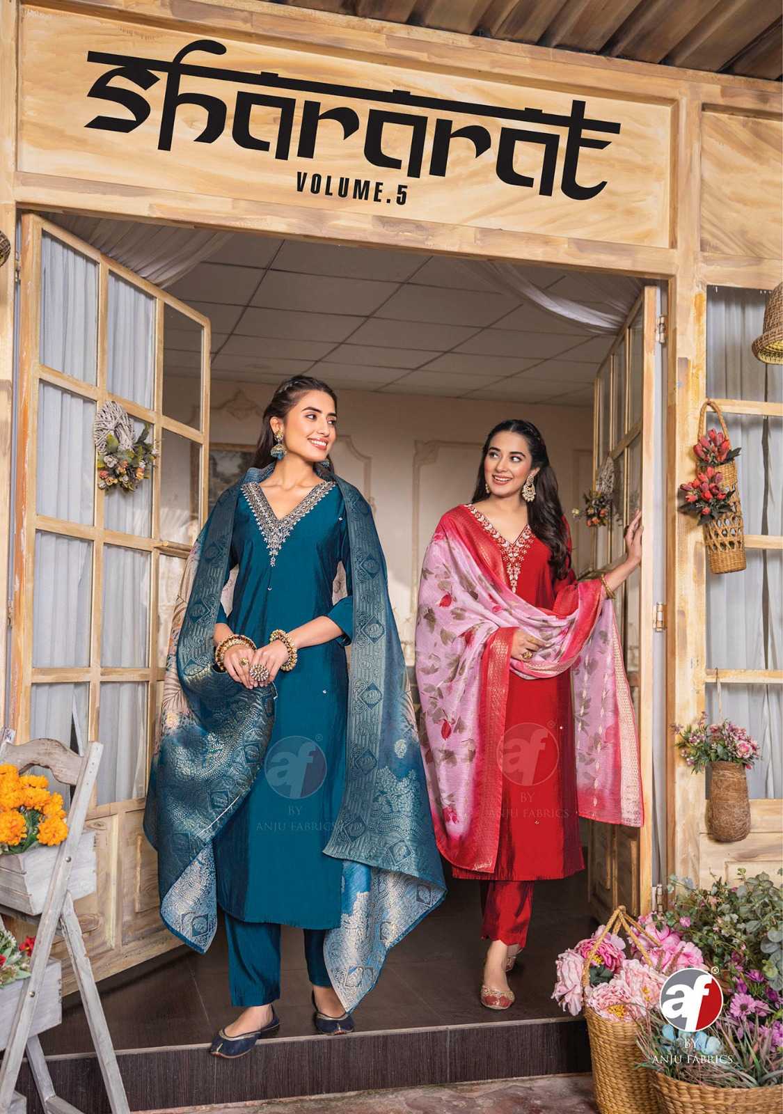 anju fab shararat vol 5 fullstitch designer viscose modal handwork kurti pant dupatta