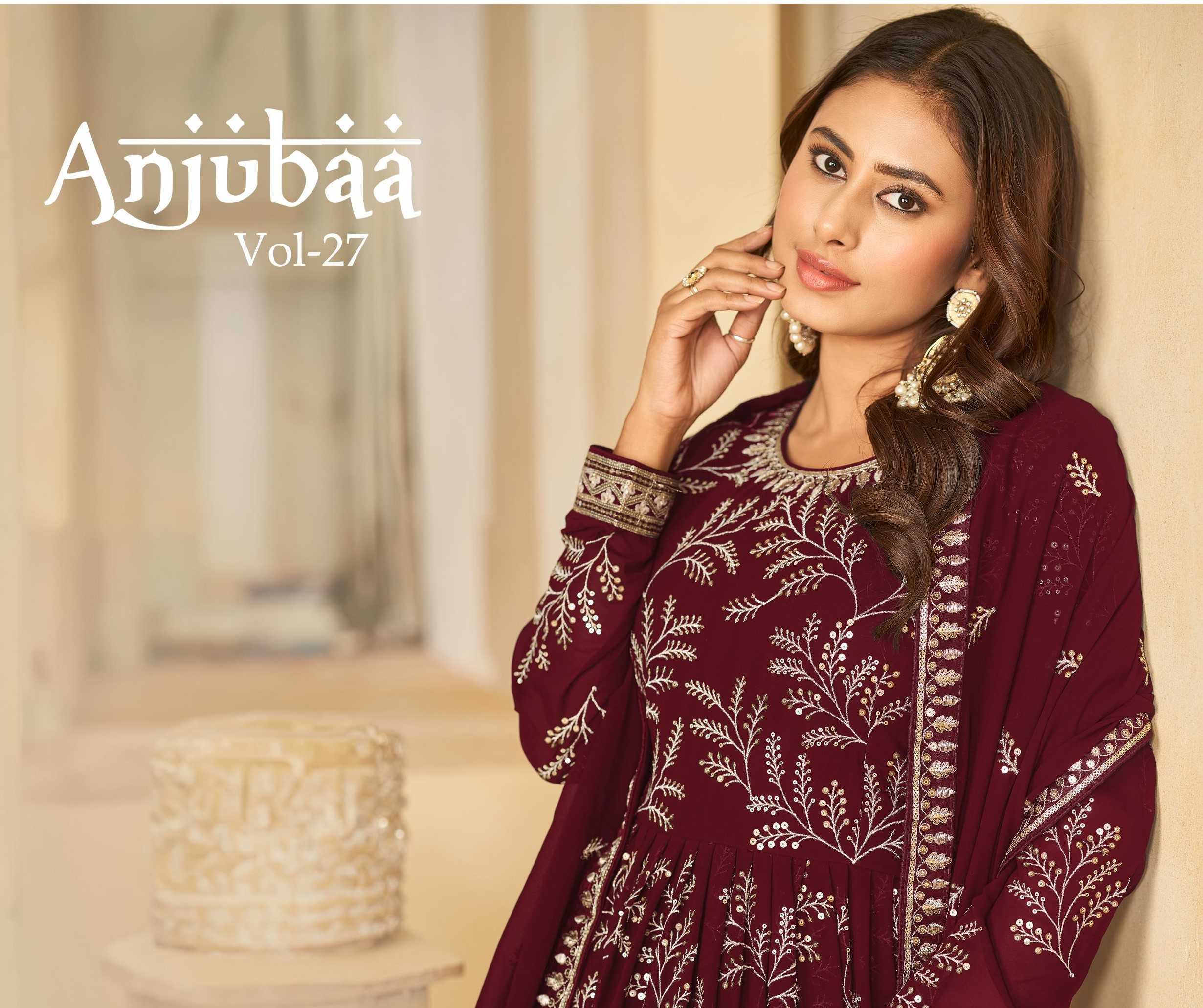 anjubaa vol 27 wedding wear unstitch kurti bottom dupatta catalog