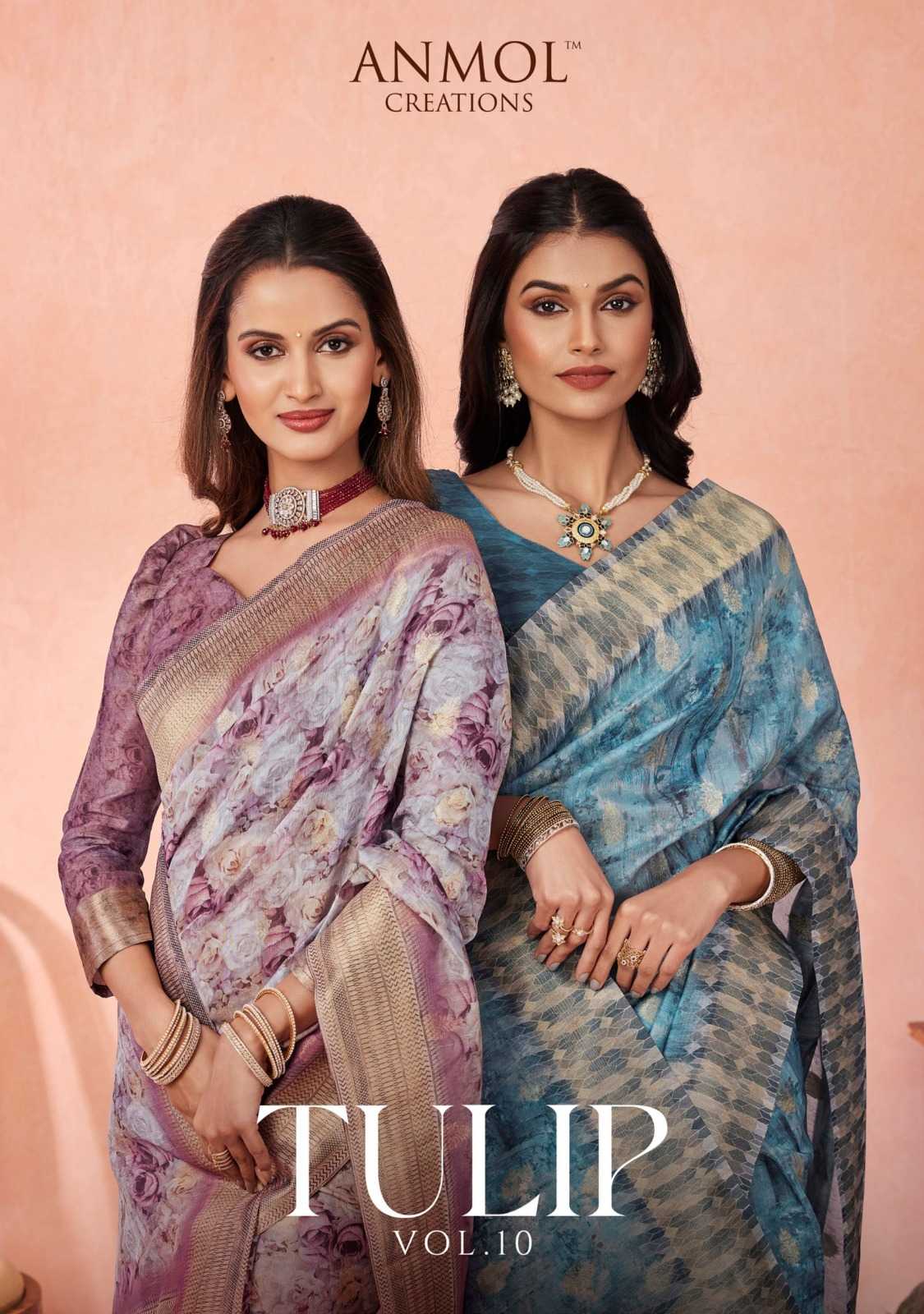 anmol creation tulip vol 10 amazing slub silk digital print sarees collection
