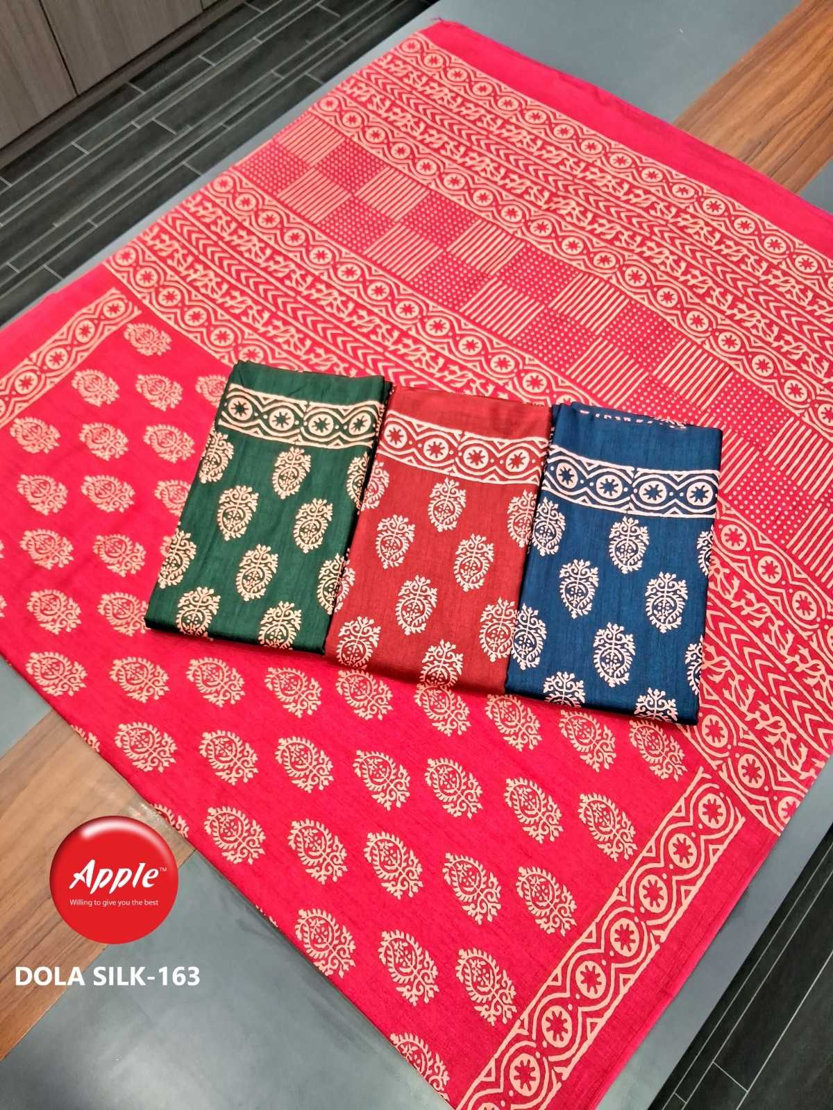 apple sarees dola silk 163-166 beautiful sarees collection