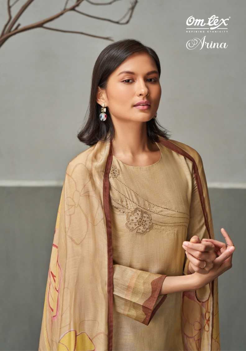 arina by omtex fancy linen cotton digital print unstitch suit