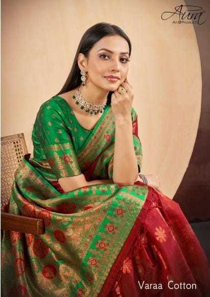aura saree varaa cotton 80101-80106 trendy festive wear saree catalog 