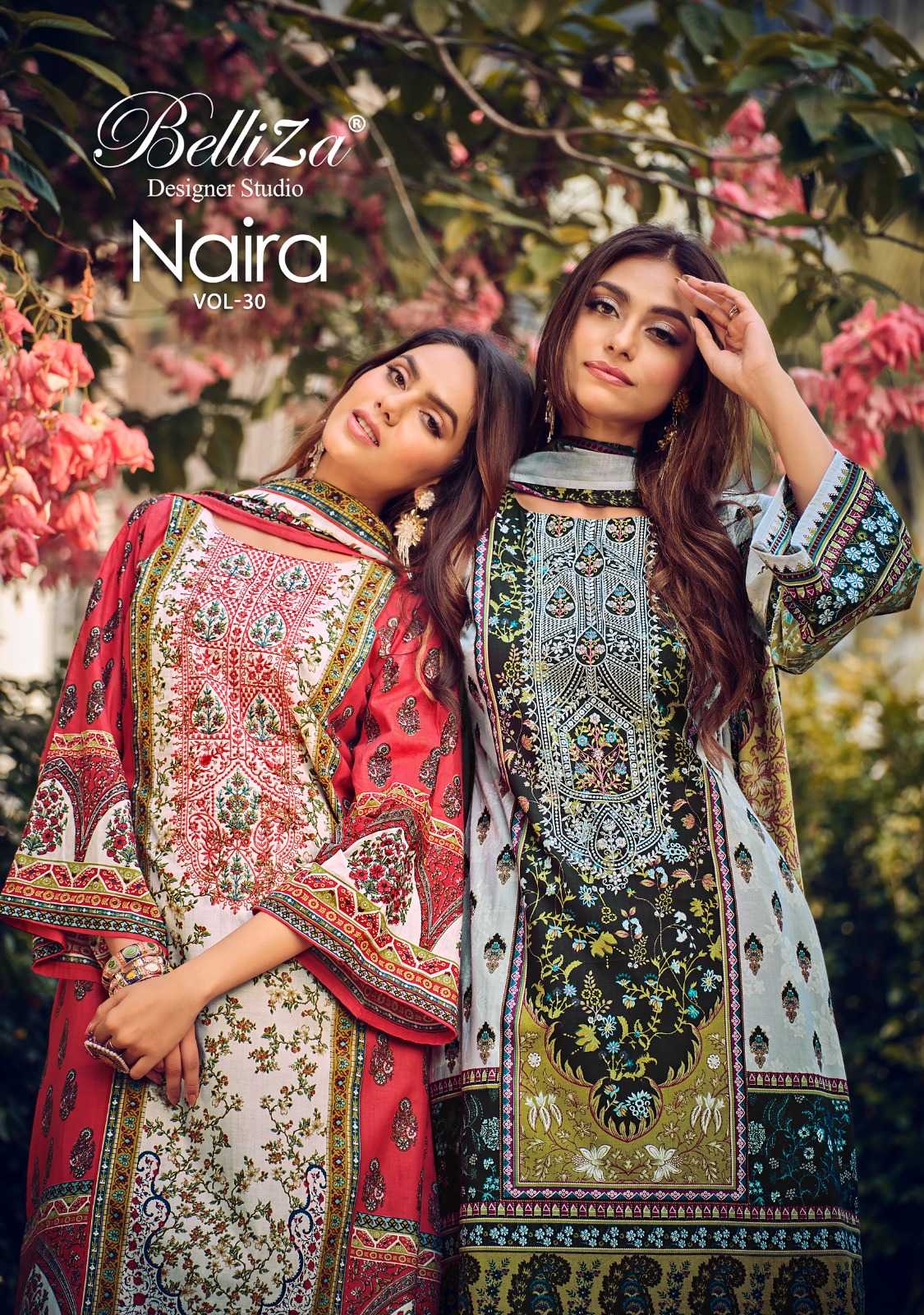 belliza designer naira vol 30 eid special digital print with embroidery unstitch pakistani suit