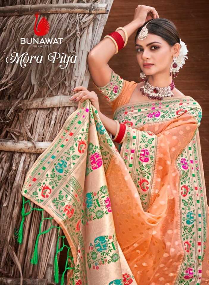 bunawat mora piya zari weaving wedding paithani silk saris wholesaler