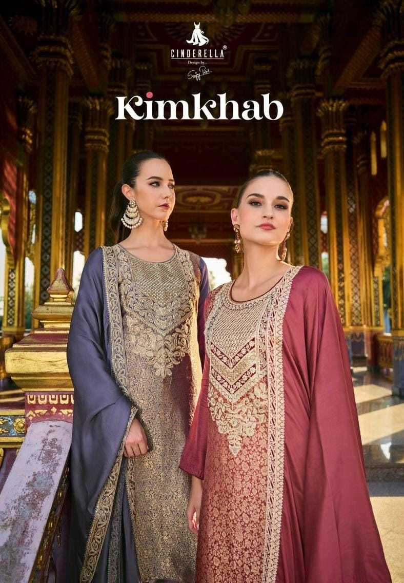 cinderella kimkhab designer embroidery work elegant unstitch ladies suit