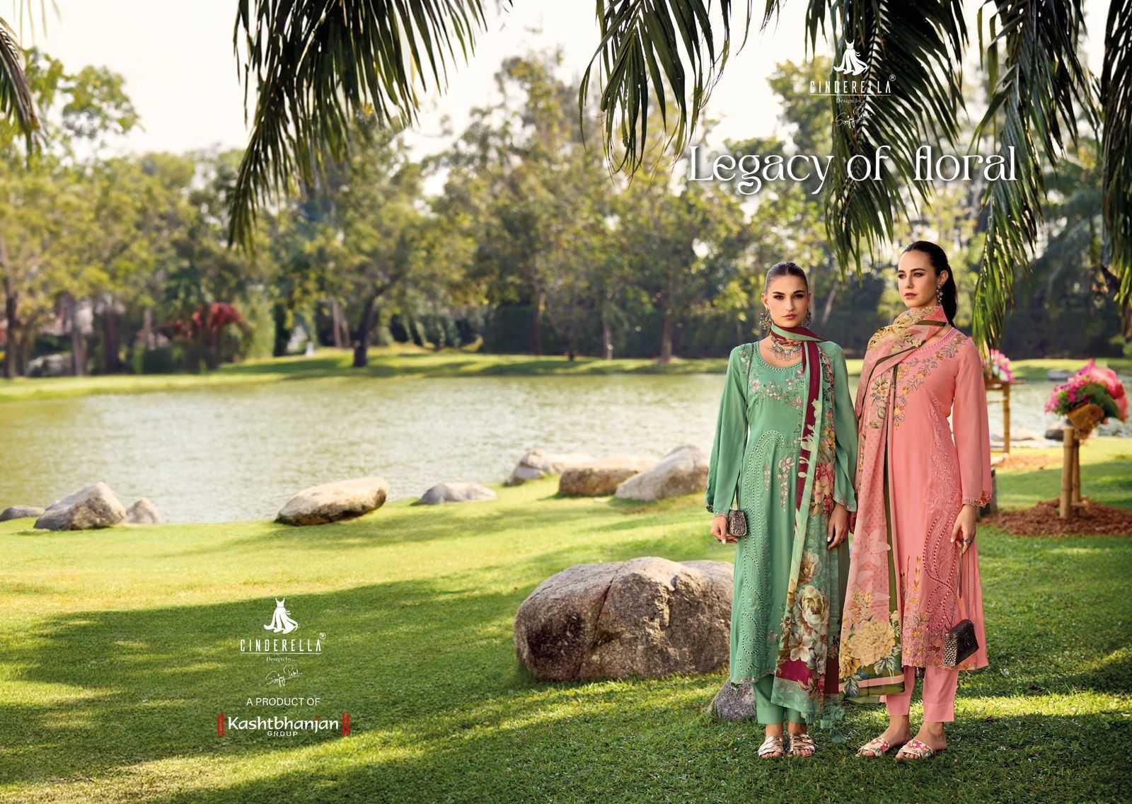 cinderella legacy of floral pakistani designer embroidery work unstitch ladies suit