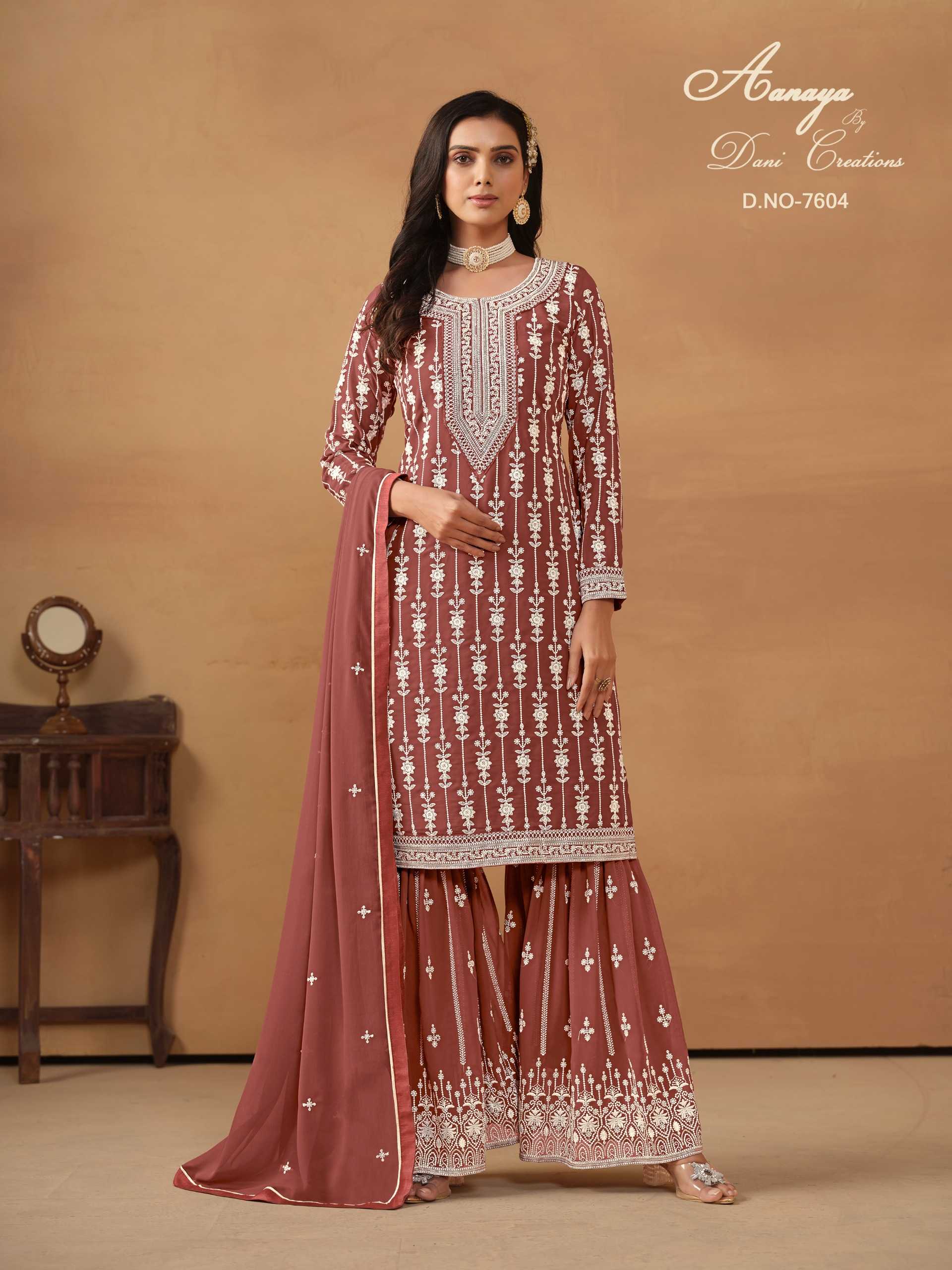 dani creation aanaya vol 176 designer faux georgette work unstitch suit collection