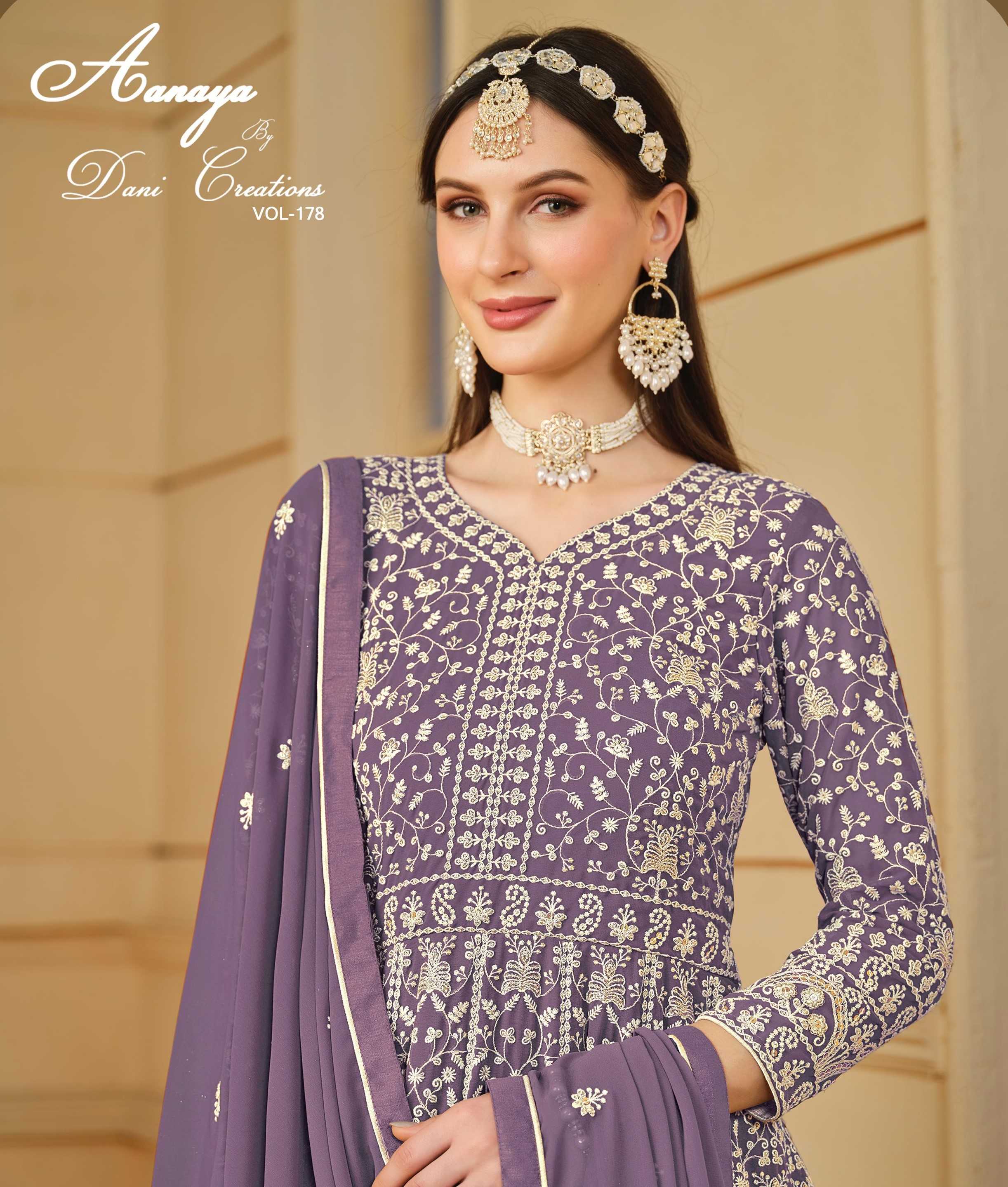 dani creation aanaya vol 178 designer unstitch long gown dupatta bottom
