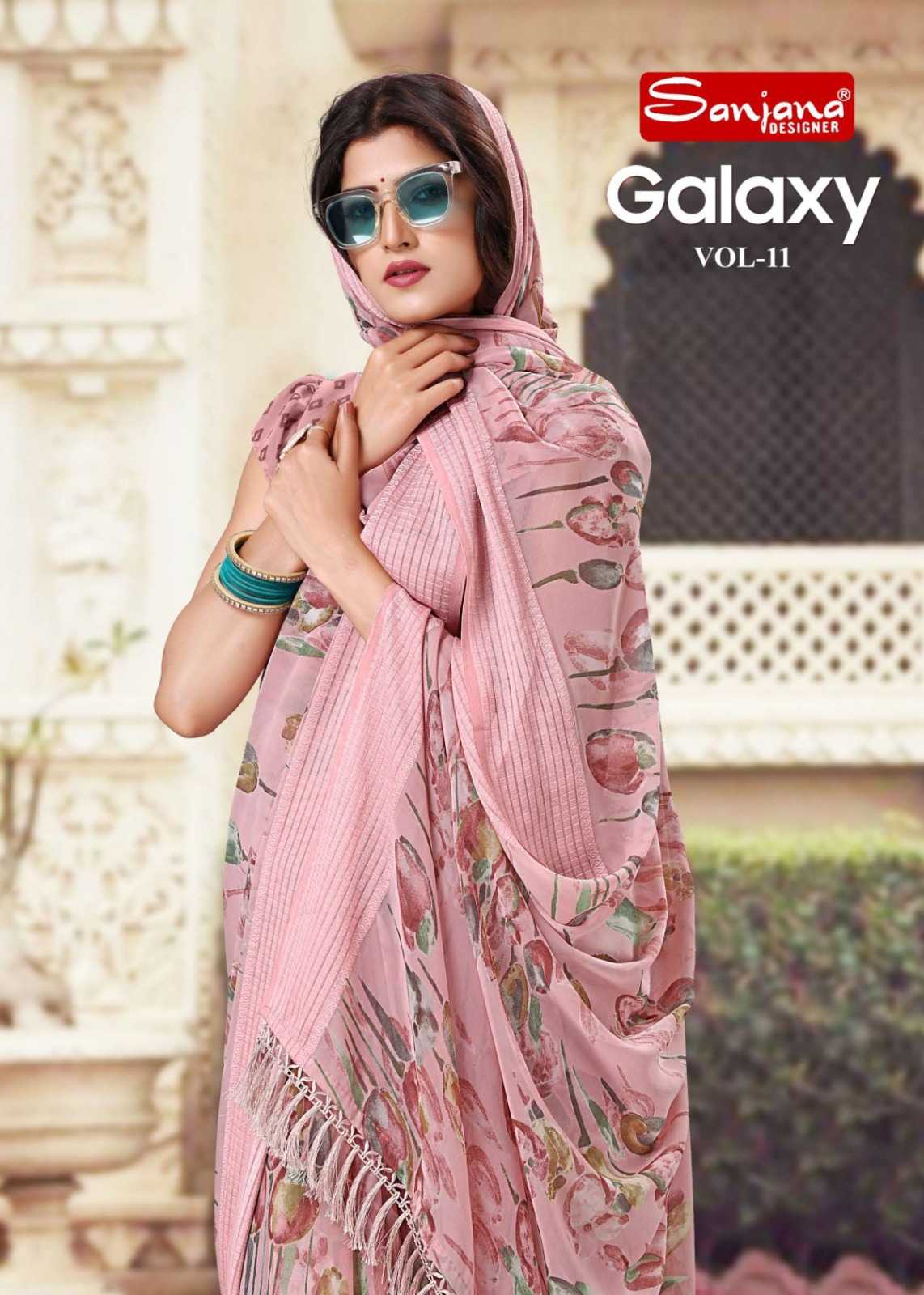galaxy vol 11 by sanjana designer fancy casual sarees supplier