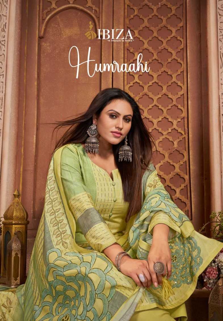 ibiza suit humraahi fancy muslin digital print handwork dress material