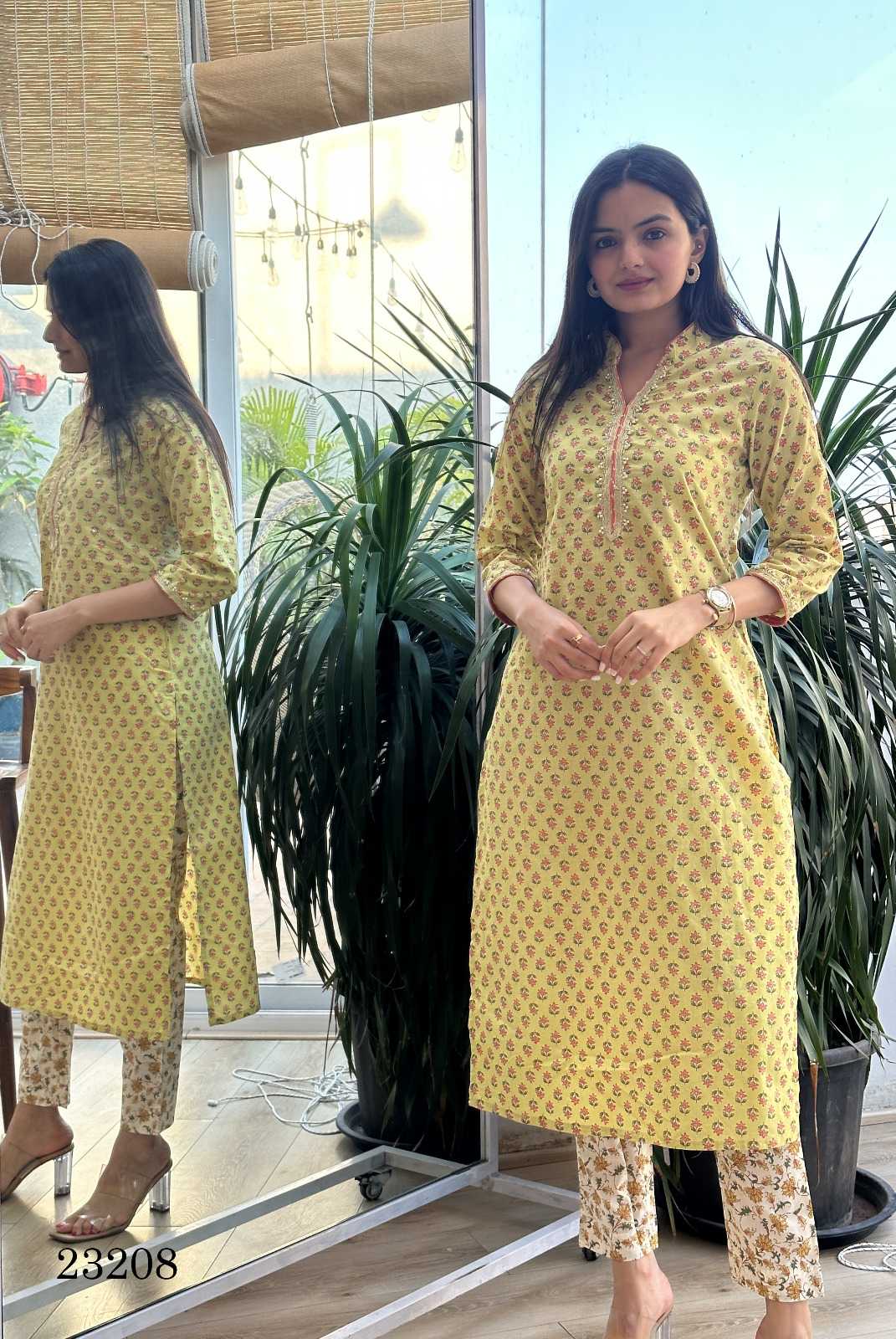 indira apparel 23208 fancy casual kurti with pant combo set