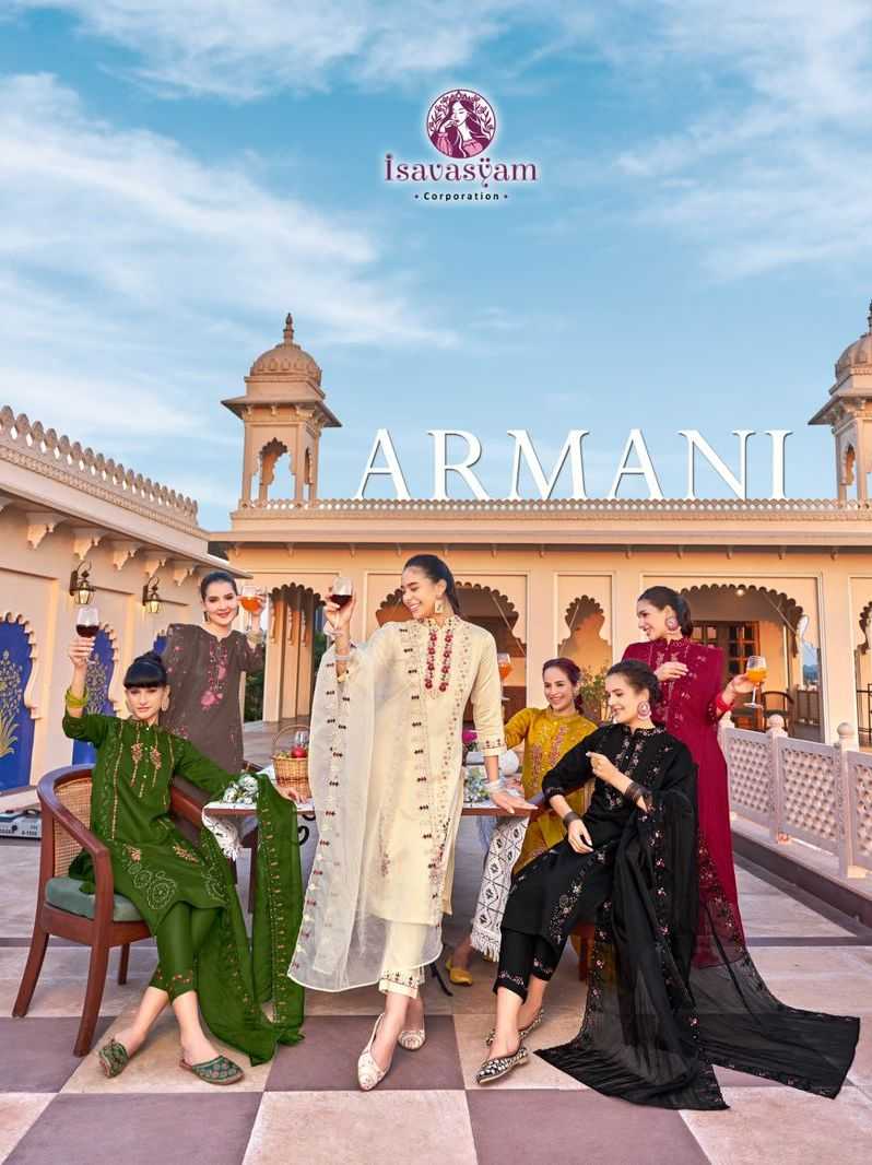 isavasyam launch armani fancy designer festive wear kurti pant and dupatta