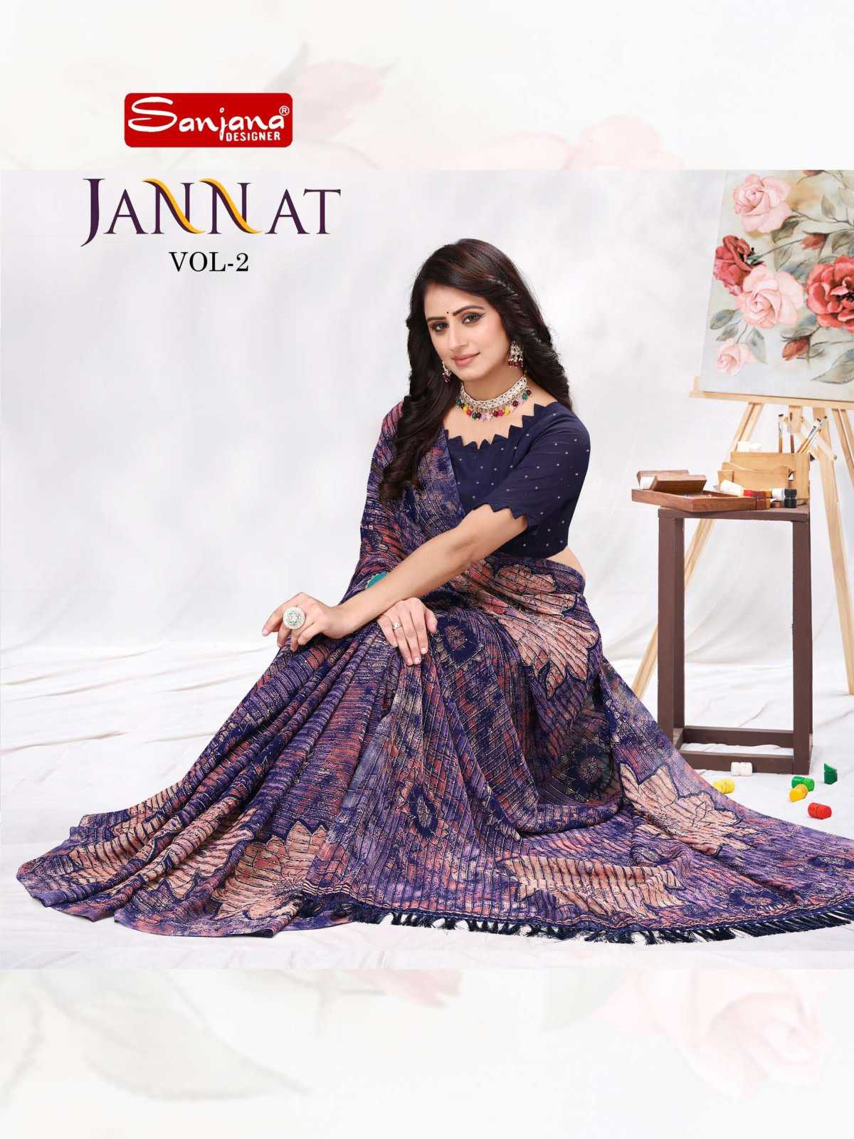 jannat vol 2 by sanjana designer fancy weightless sarees supplier