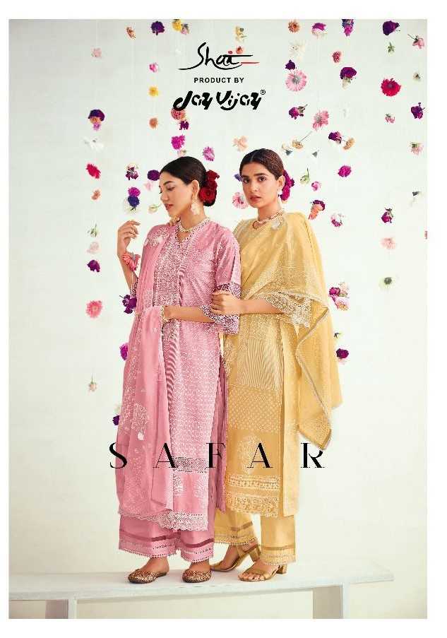 jayvijay safar beautiful cotton khadi print with work unstitch ladies suit