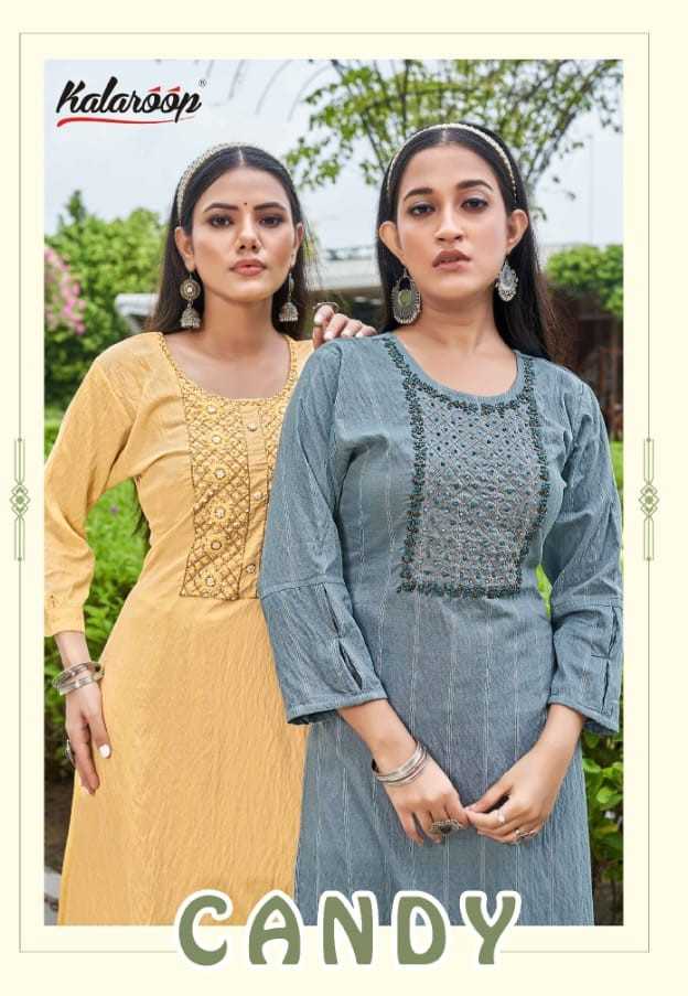 kalaroop kajree candy fullstitch straight handwork kurti