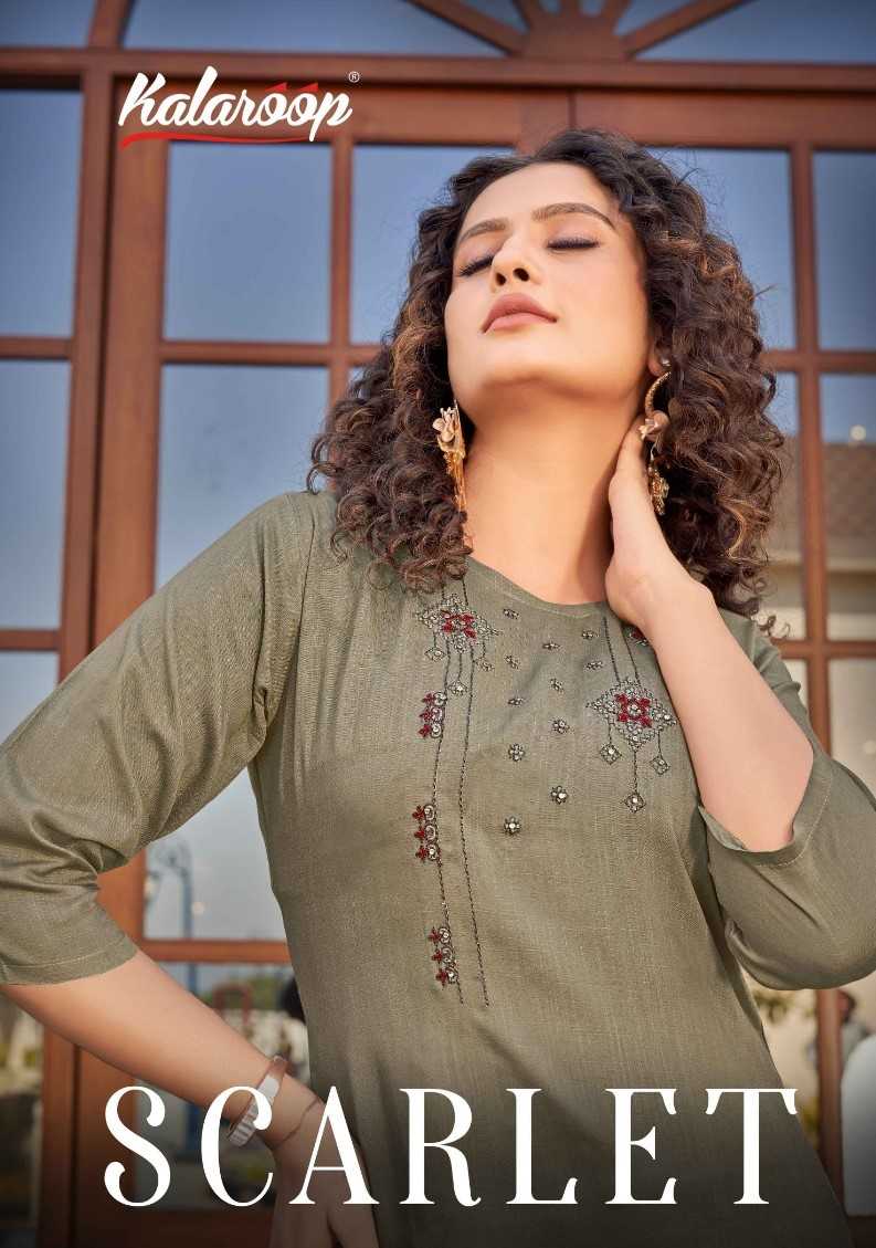 kalaroop kajree scarlet stitched rayon straight kurti 