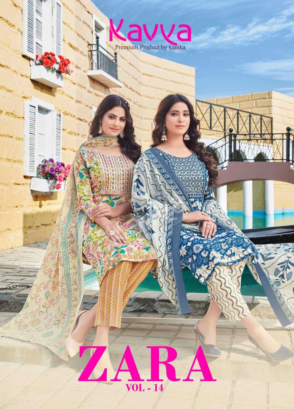 kavya zara vol 14 fullstitch fancy cotton top bottom dupatta