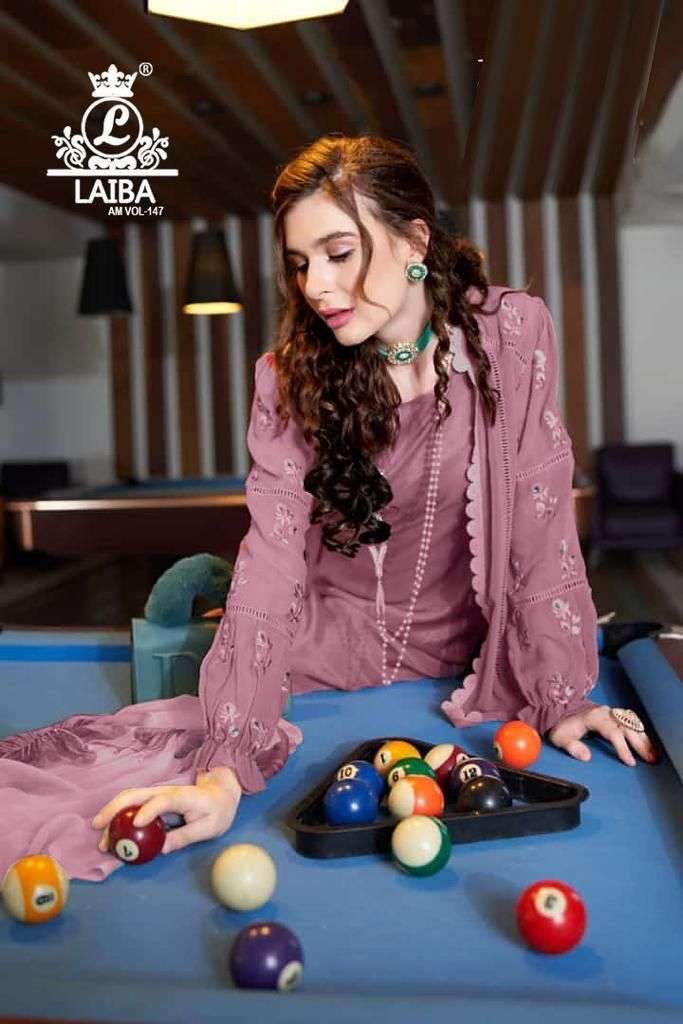 laiba designer surat am vol 147 kurti with pant and dupatta wholesale 