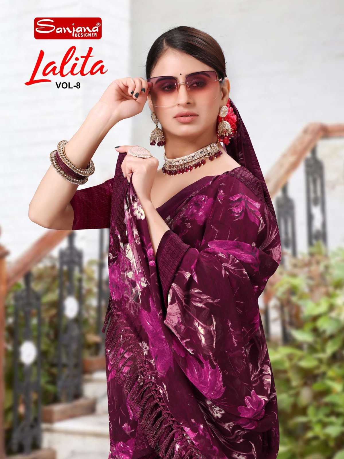 lalita vol 8 by sanjana designer adorable fancy sarees catalog